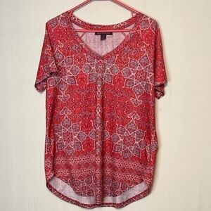 Gloria Vanderbilt Medium  Blouse  Rhinestones Sequins V-Neck.